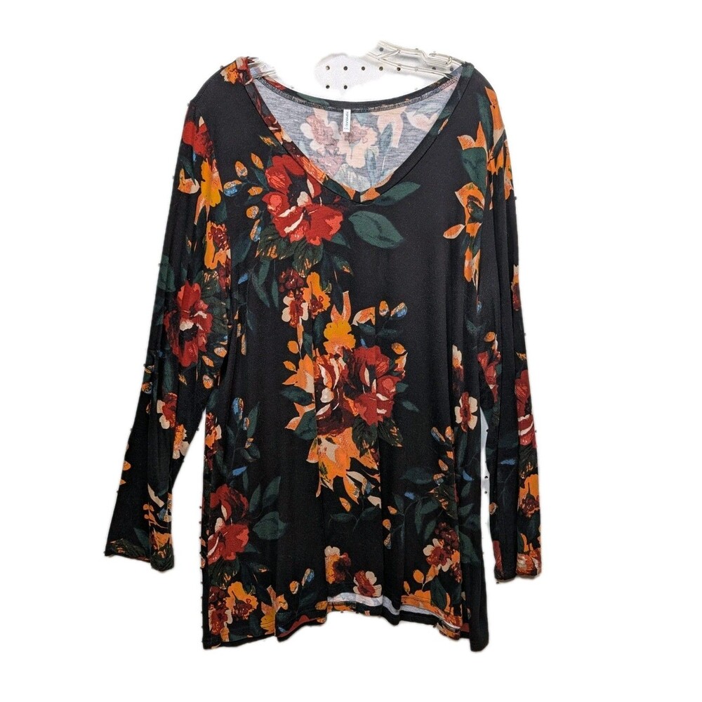 POPYOUNG Tunic Top Women's 4XL Fall Colors Pullover Lightweight Casual Blouse